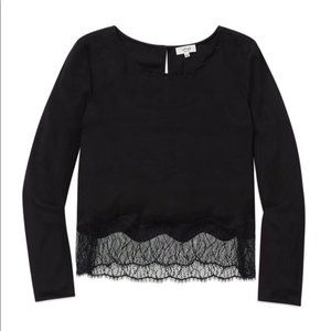 Aritzia -Wilfred Black Silk & Lace Blouse